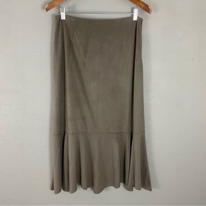 J. Jill Soft Chamois Midi Skirt Size 8P Petite Taupe Beige Side Zip Classic